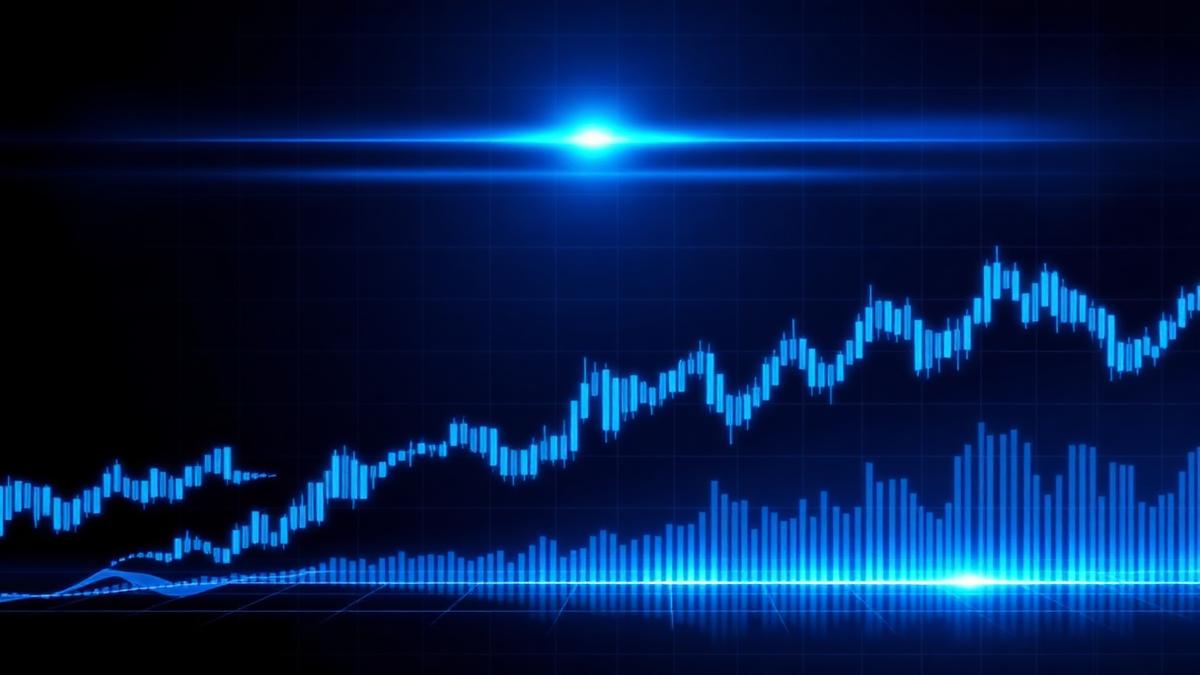 Abstract candlestick chart with a highlighted signal level